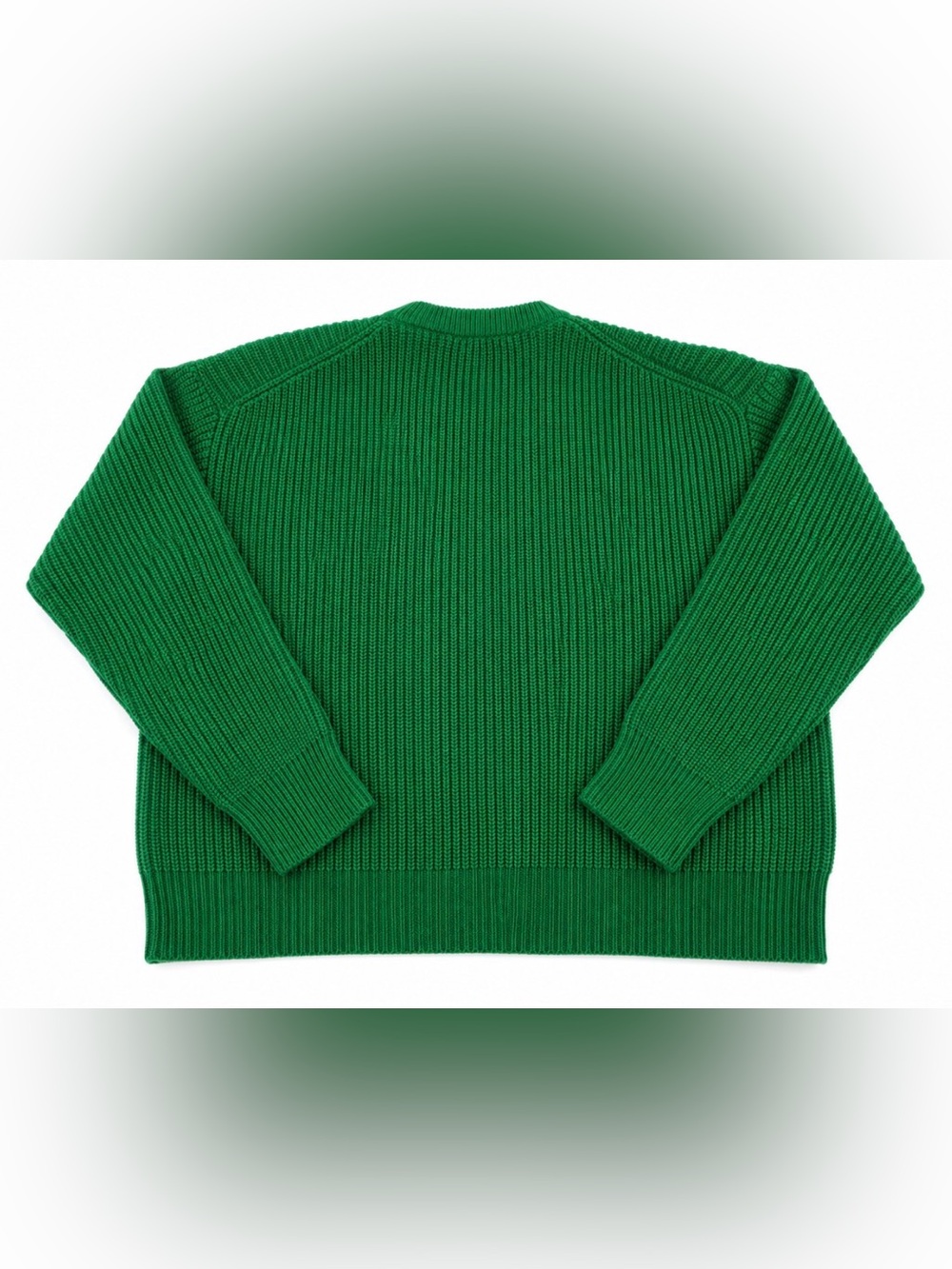 Zara Chunky Ribbed Knit Sweater | Emerald Green | XL | Oversized Crewneck - Picture 2 of 3